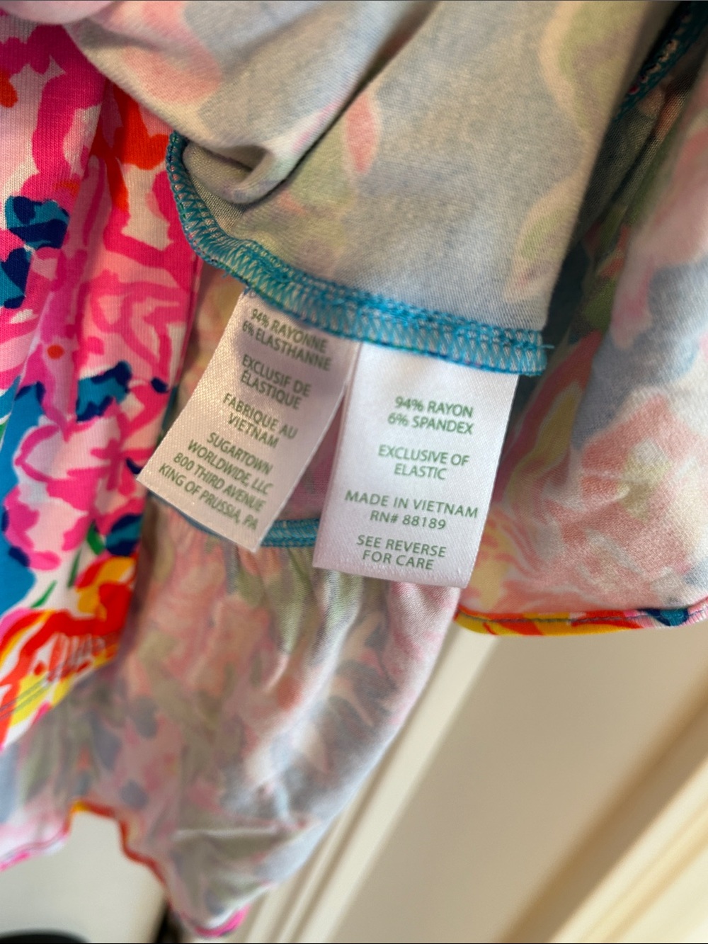 Lilly Pulitzer Peggy Pink Rose and Teal Floral Long Sleeve Romper Sz M - Picture 7 of 9